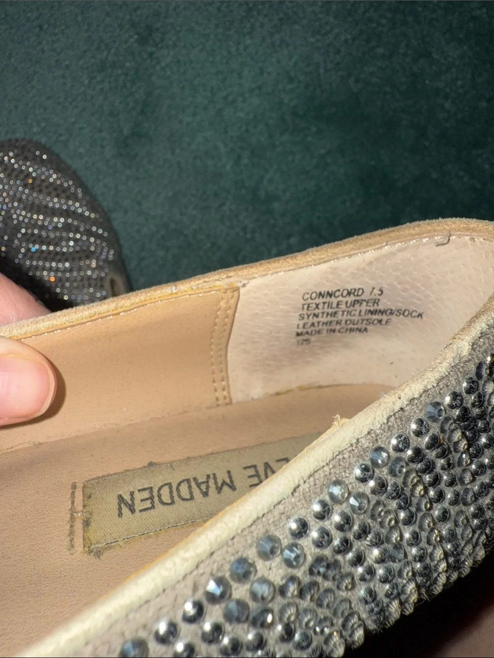 Steve Madden Conncord Silver Crystal-Embellished Slip-On Zebra Flats size 7.5